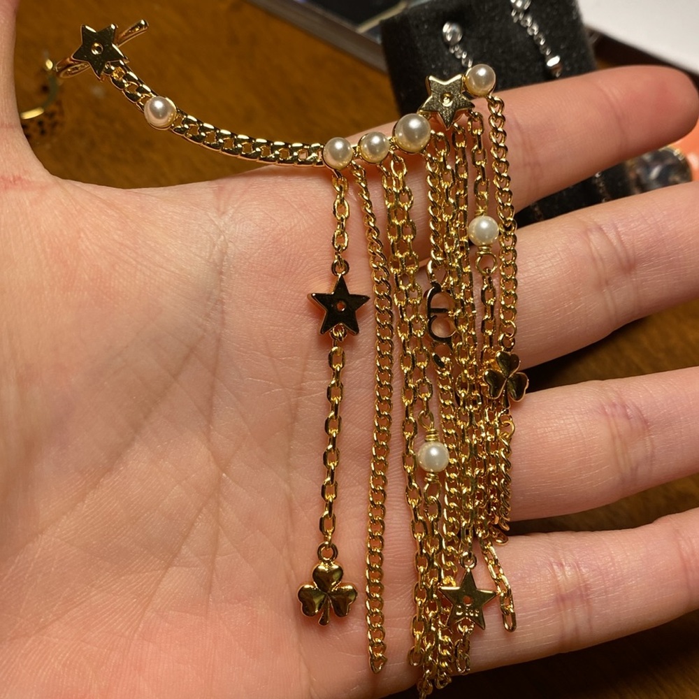 Dior Gold single pearl earrings